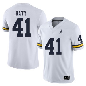 #41 John Baty Michigan Wolverines Jordan Brand Men's University Jerseys White