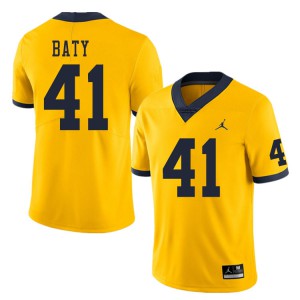 #41 John Baty University of Michigan Jordan Brand Men's Alumni Jersey Yellow
