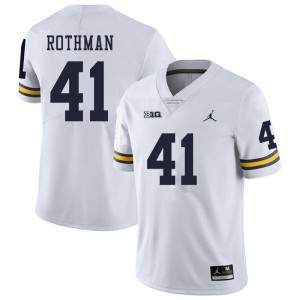#41 Quinn Rothman Wolverines Jordan Brand Men's Official Jerseys White
