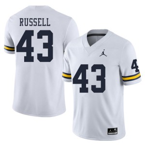 #43 Andrew Russell Michigan Wolverines Jordan Brand Men's Stitched Jersey White