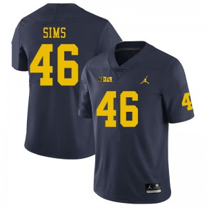 #46 Myles Sims Wolverines Jordan Brand Men's Official Jerseys Navy