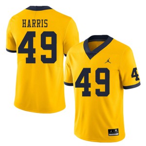 #49 Keshaun Harris Michigan Jordan Brand Men's University Jersey Yellow