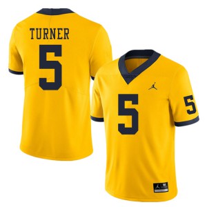 #5 DJ Turner Wolverines Jordan Brand Men's Stitched Jerseys Yellow