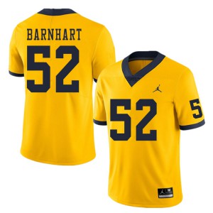 #52 Karsen Barnhart Michigan Jordan Brand Men's Official Jerseys Yellow