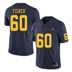 #60 Luke Fisher Wolverines Jordan Brand Men's Football Jersey Navy