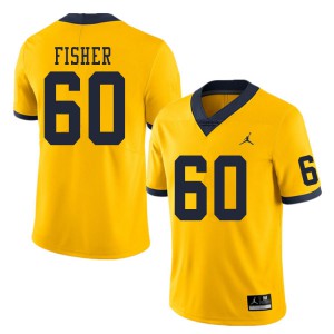 #60 Luke Fisher University of Michigan Jordan Brand Men's Stitch Jersey Yellow