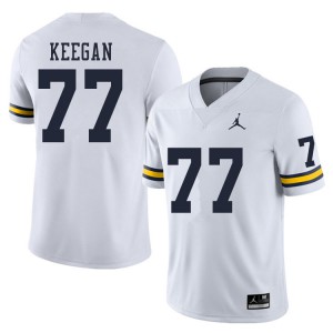 #77 Trevor Keegan Michigan Jordan Brand Men's Stitch Jersey White