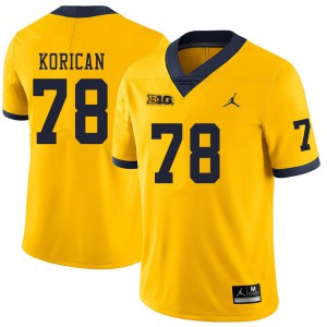 #78 Griffin Korican University of Michigan Jordan Brand Men's NCAA Jersey Yellow