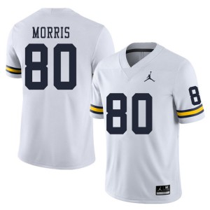 #80 Mike Morris Wolverines Jordan Brand Men's University Jersey White