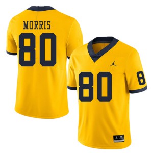 #80 Mike Morris Michigan Jordan Brand Men's NCAA Jersey Yellow