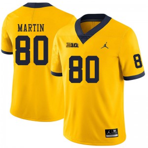#80 Oliver Martin Michigan Wolverines Jordan Brand Men's Official Jerseys Yellow