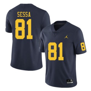 #81 Will Sessa University of Michigan Jordan Brand Men's Player Jerseys Navy
