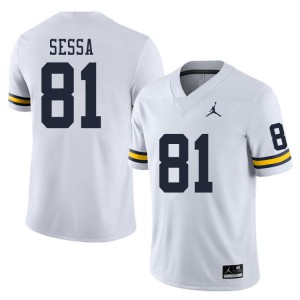 #81 Will Sessa Michigan Wolverines Jordan Brand Men's Stitch Jersey White