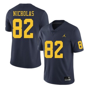 #82 Desmond Nicholas Michigan Jordan Brand Men's Stitched Jersey Navy
