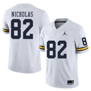 #82 Desmond Nicholas University of Michigan Jordan Brand Men's Stitch Jerseys White