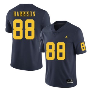 #88 Mathew Harrison Michigan Jordan Brand Men's NCAA Jersey Navy