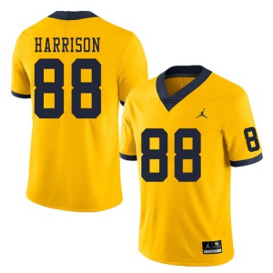 #88 Mathew Harrison Michigan Jordan Brand Men's Football Jersey Yellow