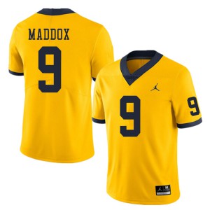 #9 Andy Maddox Michigan Jordan Brand Men's Stitched Jerseys Yellow