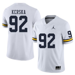 #92 Karl Kerska Wolverines Jordan Brand Men's University Jerseys White