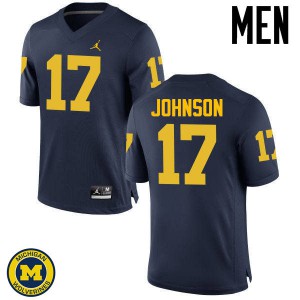 #17 Ron Johnson University of Michigan Jordan Brand Men's Official Jerseys Navy