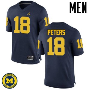 #18 Brandon Peters Michigan Jordan Brand Men's Stitch Jersey Navy