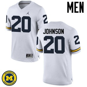 #20 Drake Johnson Michigan Jordan Brand Men's Embroidery Jersey White