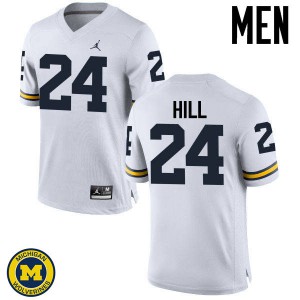 #24 Lavert Hill Michigan Jordan Brand Men's Embroidery Jersey White