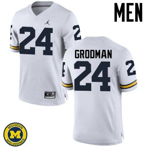 #24 Louis Grodman Wolverines Jordan Brand Men's College Jerseys White