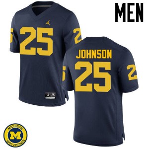 #25 Nate Johnson Wolverines Jordan Brand Men's Official Jerseys Navy