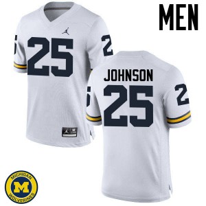 #25 Nate Johnson Michigan Wolverines Jordan Brand Men's Stitch Jersey White