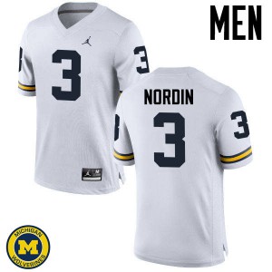 #3 Quinn Nordin Wolverines Jordan Brand Men's Embroidery Jerseys White