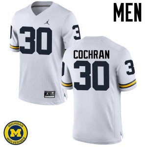 #30 Tyler Cochran Michigan Jordan Brand Men's Stitch Jersey White