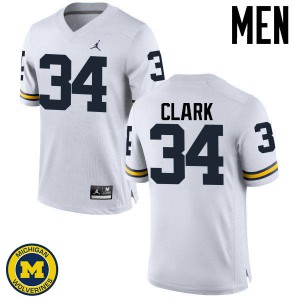 #34 Jeremy Clark Michigan Wolverines Jordan Brand Men's Embroidery Jerseys White