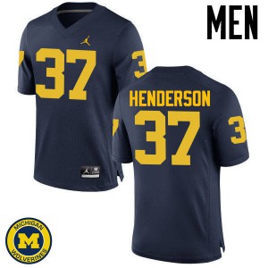 #37 Bobby Henderson University of Michigan Jordan Brand Men's Embroidery Jersey Navy