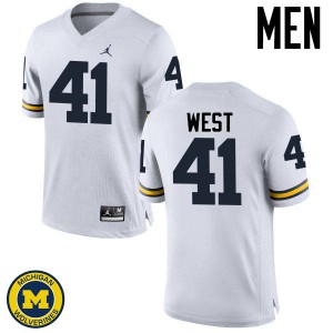 #41 Jacob West Michigan Jordan Brand Men's College Jersey White