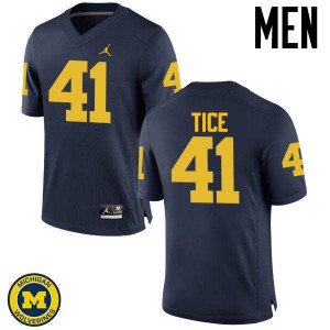 #41 Ryan Tice Michigan Jordan Brand Men's Football Jerseys Navy