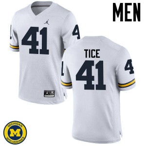 #41 Ryan Tice University of Michigan Jordan Brand Men's Stitch Jerseys White