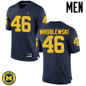 #46 Michael Wroblewski Michigan Jordan Brand Men's Player Jerseys Navy
