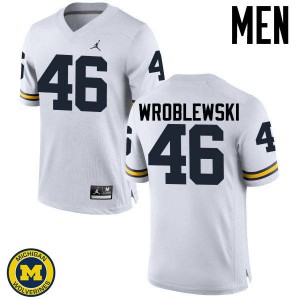 #46 Michael Wroblewski Wolverines Jordan Brand Men's Player Jersey White