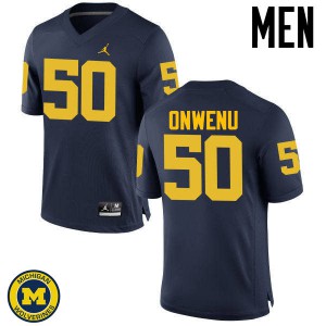 #50 Michael Onwenu University of Michigan Jordan Brand Men's Official Jersey Navy