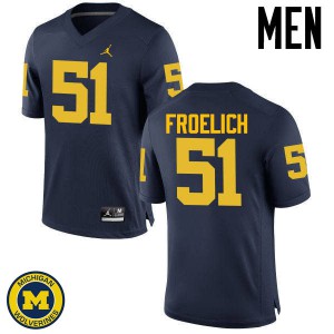 #51 Greg Froelich Michigan Wolverines Jordan Brand Men's University Jersey Navy