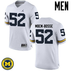 #52 Elysee Mbem-Bosse Michigan Jordan Brand Men's Official Jersey White