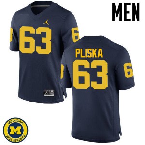 #63 Ben Pliska Wolverines Jordan Brand Men's University Jerseys Navy