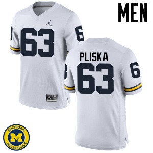 #63 Ben Pliska Michigan Wolverines Jordan Brand Men's College Jersey White
