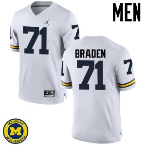 #71 Ben Braden University of Michigan Jordan Brand Men's University Jerseys White