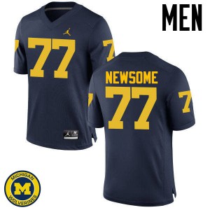#77 Grant Newsome Michigan Jordan Brand Men's Official Jersey Navy