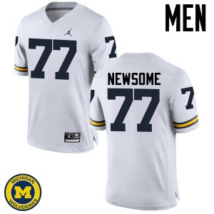 #77 Grant Newsome Wolverines Jordan Brand Men's Official Jersey White