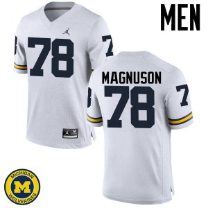 #78 Erik Magnuson Michigan Wolverines Jordan Brand Men's Stitch Jersey White