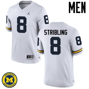 #8 Channing Stribling Michigan Wolverines Jordan Brand Men's Stitch Jerseys White