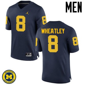 #8 Tyrone Wheatley University of Michigan Jordan Brand Men's Stitched Jerseys Navy